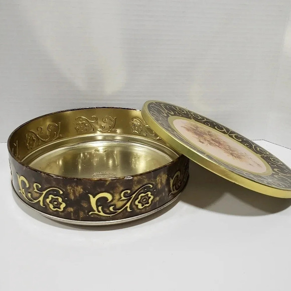 Vintage Round Green  Brown/Gold Sunflower Meister Cookie/Candy Tin. - Picture 4 of 7